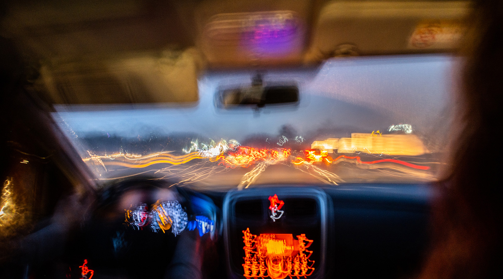 Blurred-photo-from-inside-a-car-at-night